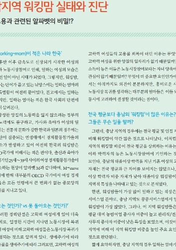 (충남경제 인포그래픽 02)충남지역 워킹맘 실태와 진단[충남경제2014.2]